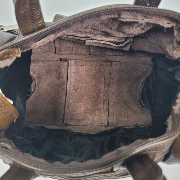 Unbranded Genuine Leather Brown Bag W/ Adjustable Strap Zippered Pockets - Picture 6 of 11